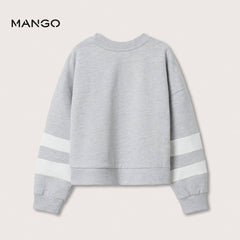 MANGO GREY CONTRASTING SLEEVE SWEATSHIRT