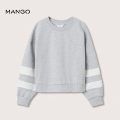 MANGO GREY CONTRASTING SLEEVE SWEATSHIRT