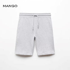 MANGO GREY COTTON SHORTS WITH ELASTIC WAIST 67044783