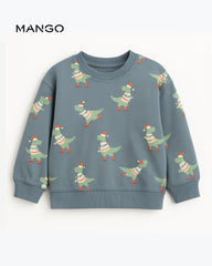 MANGO GREY DINO PRINTED SWEATSHIRT
