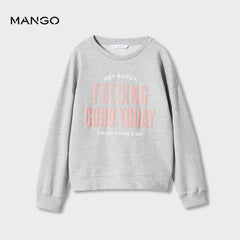 MANGO GREY FEELING GOOD PRINTED SWEATSHIRT