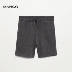 MANGO GREY JOGGER COTTON BERMUDA SHORTS
