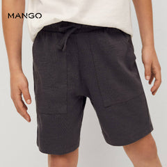 MANGO GREY JOGGER COTTON BERMUDA SHORTS