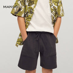 MANGO GREY JOGGER COTTON BERMUDA SHORTS