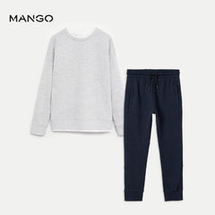 MANGO GREY KNITTED SWEATSHIRT WITH TROUSER SET