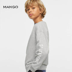 MANGO LIGHT GREY EMBOSSED FOOTBALL SWEATSHIRT