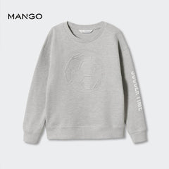 MANGO LIGHT GREY EMBOSSED FOOTBALL SWEATSHIRT