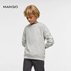 MANGO LIGHT GREY EMBOSSED FOOTBALL SWEATSHIRT