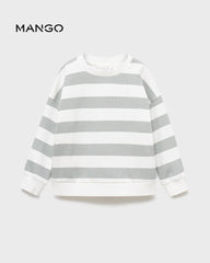 MANGO GREY STRIPED COTTON BLEND SWEATSHIRT 17013291