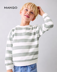 MANGO GREY STRIPED COTTON BLEND SWEATSHIRT 17013291