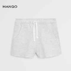 MANGO LIGHT GREY FRAYED HEM SHORTS