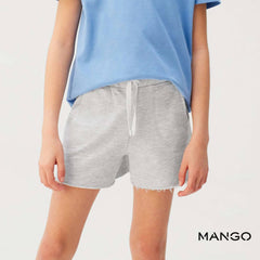 MANGO LIGHT GREY FRAYED HEM SHORTS