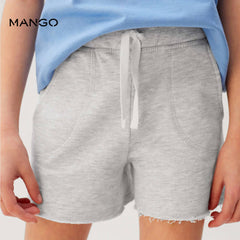 MANGO LIGHT GREY FRAYED HEM SHORTS