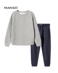 MANGO HEATHER GREY BASIC COTTON SWEATSHIRT 2 PCS SET