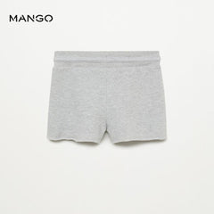 MANGO HEATHER GREY COTTON JOGGER SHORT 77045137