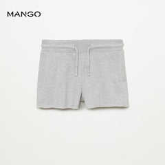 MANGO HEATHER GREY COTTON JOGGER SHORT 77045137