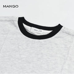 MANGO HEATHER GREY COTTON T-SHIRT