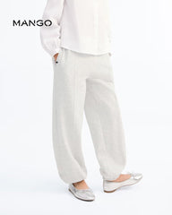 MANGO HEATHER GREY ELASTIC WAIST JOGGER TROUSER 17043289