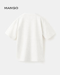 MANGO HEATHER GREY PRINTED COTTON BLEND T-SHIRT 27094410