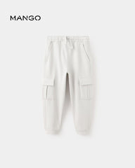 MANGO ICE GREY COTTON CARGO TROUSER 37033308
