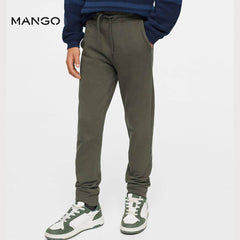 MANGO KHAKI COTTON JOGGER STYLE TROUSER 37051027