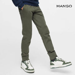 MANGO KHAKI COTTON JOGGER STYLE TROUSER 37051027