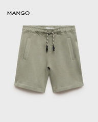 MANGO KHAKI COTTON SHORTS WITH DRAWSTRING