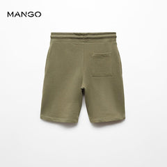 MANGO KHAKI COTTON SHORTS WITH ELASTIC WAIST