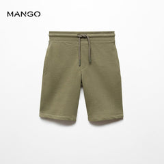 MANGO KHAKI COTTON SHORTS WITH ELASTIC WAIST