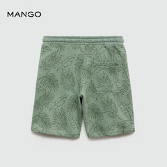MANGO KHAKI LEAF PRINT BERMUDA SHORTS