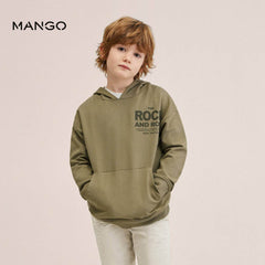 MANGO KHAKI OVERSIZED SLOGAN PRINTED SWEATSHIRT 32002