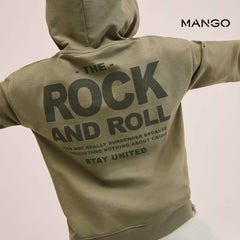 MANGO KHAKI OVERSIZED SLOGAN PRINTED SWEATSHIRT 32002
