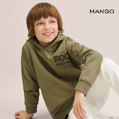 MANGO KHAKI OVERSIZED SLOGAN PRINTED SWEATSHIRT 32002