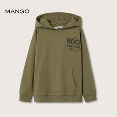 MANGO KHAKI OVERSIZED SLOGAN PRINTED SWEATSHIRT 32002