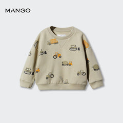 MANGO KHAKI PRINTED COTTON SWEATSHIRT 47061257