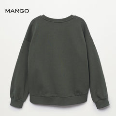 MANGO KHAKI STAR PRINTED COTTON SWEATSHIRT