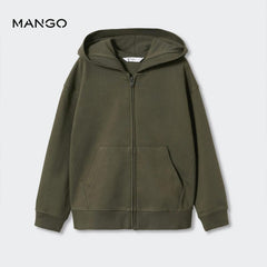 MANGO KHAKI ZIIPED HOODIE 1030