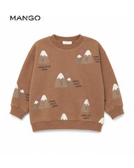 KIDS BROWN MOUNTAIN PRINT SWEATSHIRT