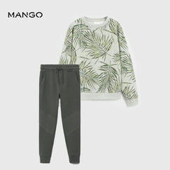 MANGO LEAVES PRINTED SWEATSHIRT WITH TROUSER SET