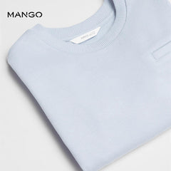 MANGO LIGHT BLUE POCKET COTTON SWEATSHIRT