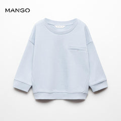 MANGO LIGHT BLUE POCKET COTTON SWEATSHIRT