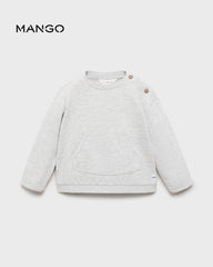 MANGO LIGHT GREY BUTTONED COTTON SWEATSHIRT 17054070
