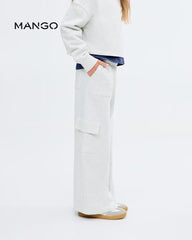 MANGO LIGHT GREY COTTON CARGO TROUSER 17084422