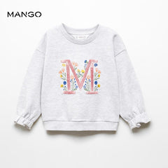 MANGO LIGHT GREY EMBROIDERED SWEASHIRT
