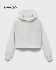 MANGO LIGHT GREY GIRLS PRINTED CROP HOODIE 1713294
