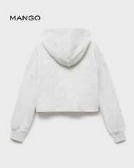 MANGO LIGHT GREY GIRLS PRINTED CROP HOODIE 1713294