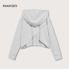 MANGO LIGHT GREY LONG SLEEVE HOODED T-SHIRT