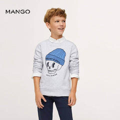 MANGO LIGHT GREY NYC SKATER PRINTED SWEATSHIRT