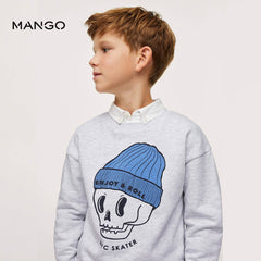 MANGO LIGHT GREY NYC SKATER PRINTED SWEATSHIRT