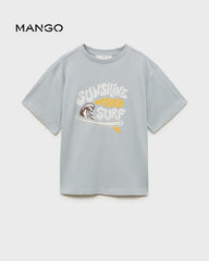 MANGO LIGHT GREY SURF PRINTED T-SHIRT